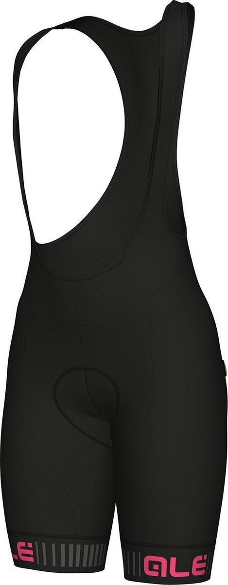 Alé Dames Korte Fietsbroek Solid Traguardo Zwart - Zwart-Fluo Roze - S