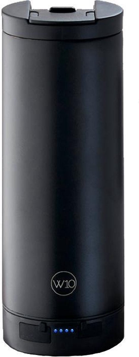 W10 Oxford - RVS thermos/reisbeker met powerbank voor wireless of bedraad opladen - 455 ml - Zwart