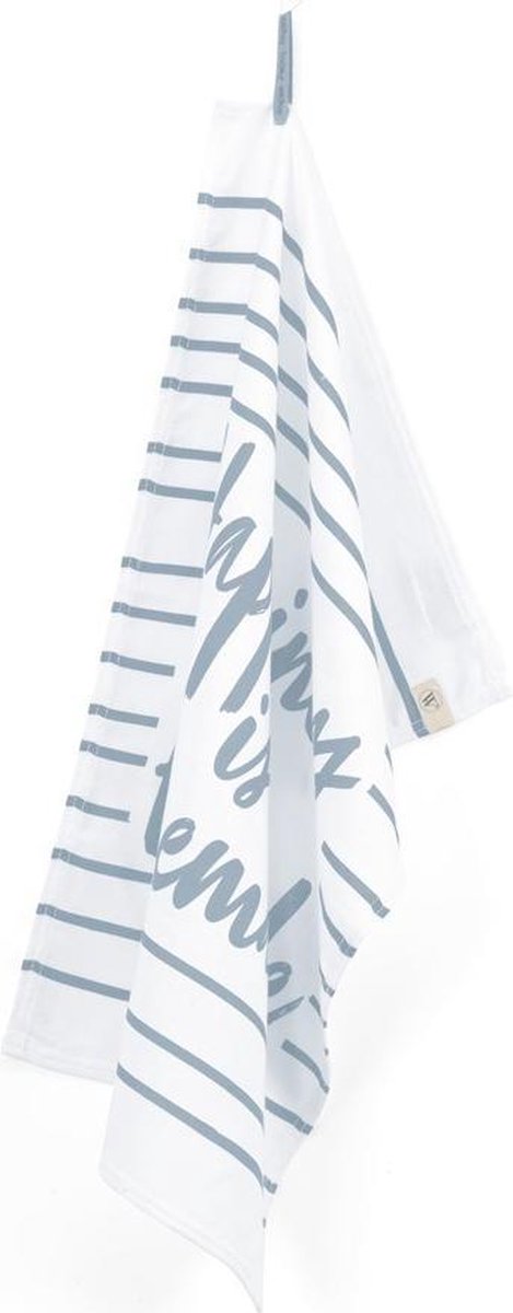 Walra Theedoek Dry with Happiness - 50x70 - 100% Katoen - Jeans Blauw