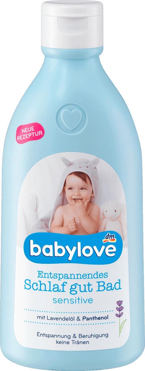 babylove Baby bad & wasgel Ontspannen slapen goed gevoelig  - Sleep Well Bath sensitive - Gevoelig met lavendelolie en panthenol en kamille-extract  (500 ml)