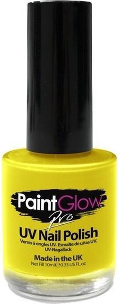 Neon gele UV nagellak 12 ml - Lichtgevende glow in the dark/blacklight nagellakjes - Schmink/make-up geel thema