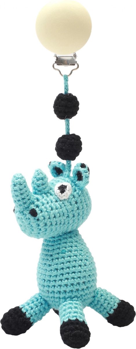 Naturezoo Kinderwagenhanger Neushoorn 20 Cm Turquoise