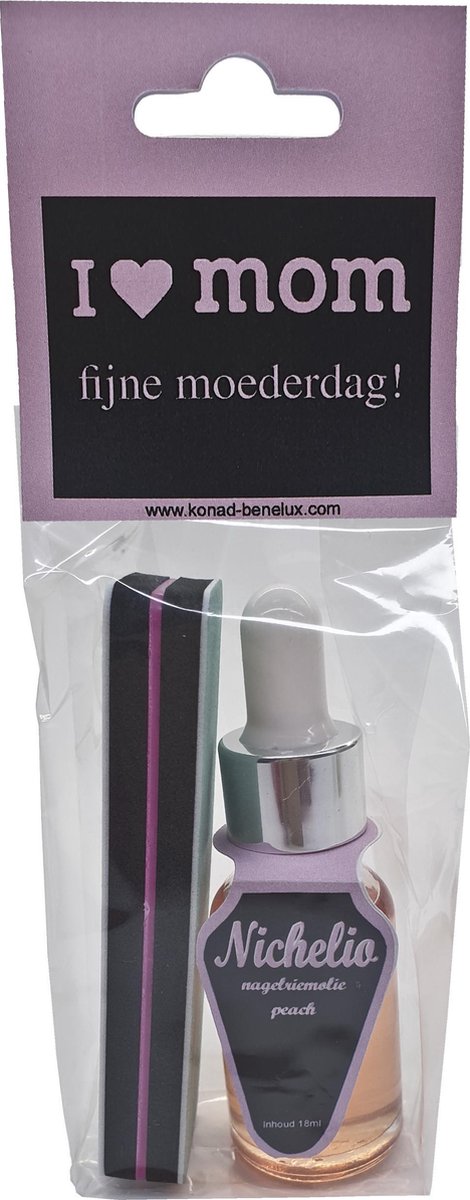 Moederdag  nagels verzorging set Polijstblok en nagelriemolie peach geur