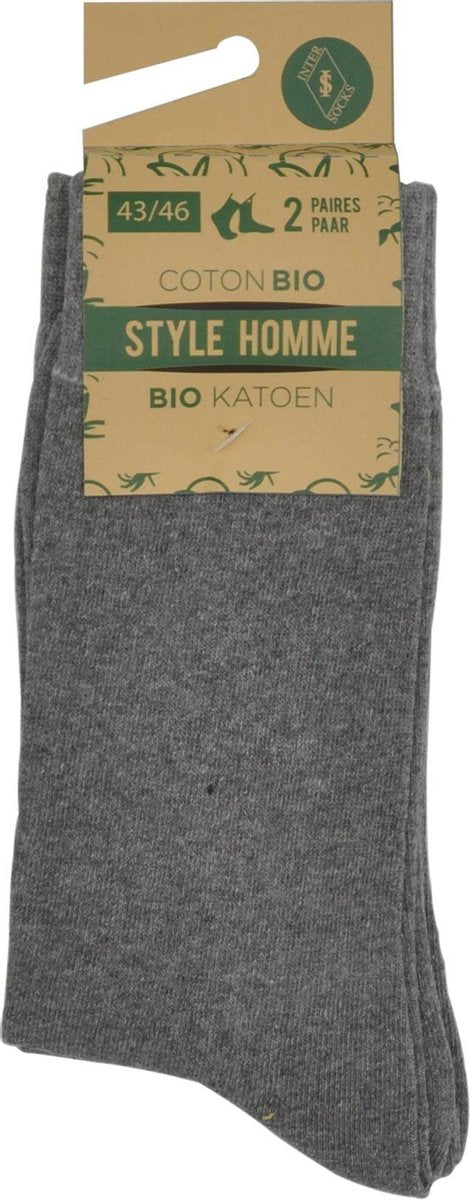 HEREN BIO SOKKEN - Bio katoen chaussettes - 4 paar - grijs - Mannen Maat 43/46