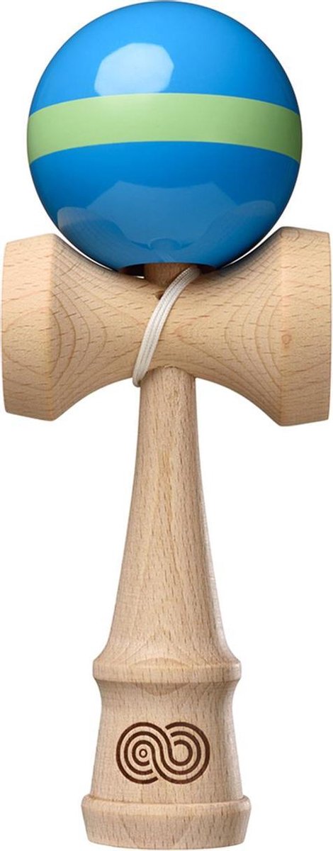 Kendama USA Kaizen - Single Stripe - Aqua with Lime Green
