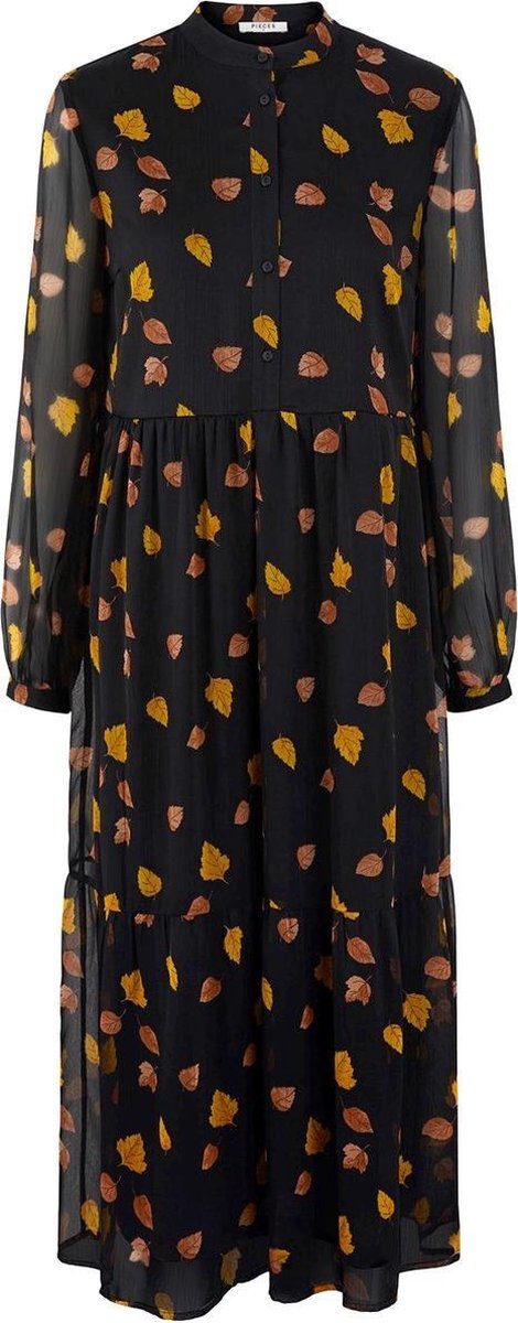 Pcblume Ls Ankle Dress 17106119 Black/leafs