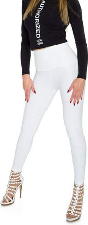 Imitatieleer Legging Dames - Ecru - Grote Maten - Maat XXXL 'Indi-eva'