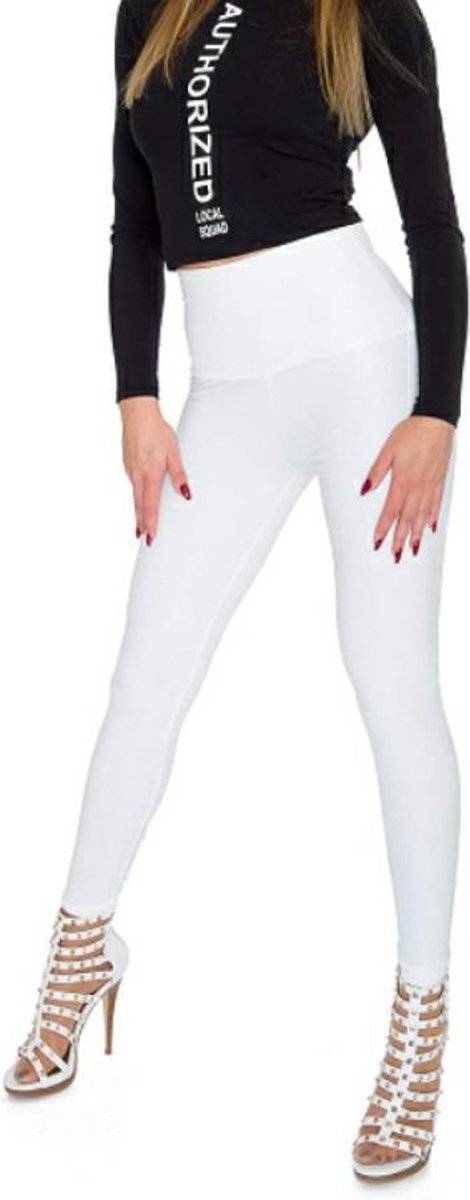 Imitatieleer Legging Dames - Ecru - Grote Maten - Maat XXXL 'Indi-eva'