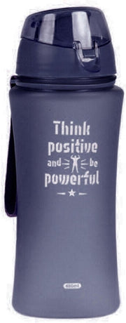 Sport Bidon drinkfles/waterfles Think Positive print grijs 480 Ml van Kunststof