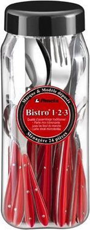 Amefa 1-2-3 - Bestekset -  Rood - RVS - (Set van 24) en Yourkitchen E-kookboek