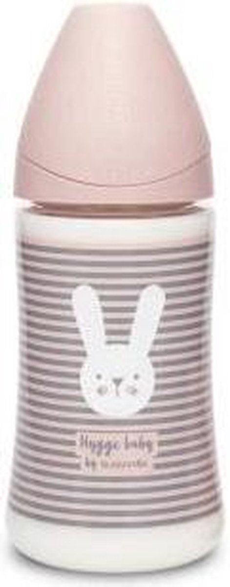 SUAVINEX Zuigfles 270 ml Ronde Speen 3 Snelheden Flow - RAYE Roze