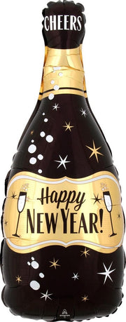 Anagram Folieballon Champagnefles 25 X 66 Cm Zwart/goud