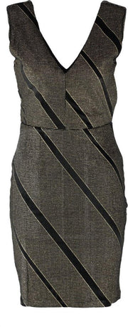 Vero moda stevig black gold feestjurkje met shiny studsachtige stof - valt kleiner - Maat L