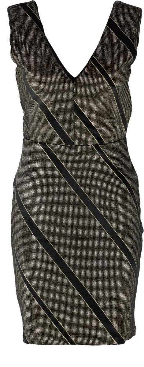 Vero moda stevig black gold feestjurkje met shiny studsachtige stof - valt kleiner - Maat L