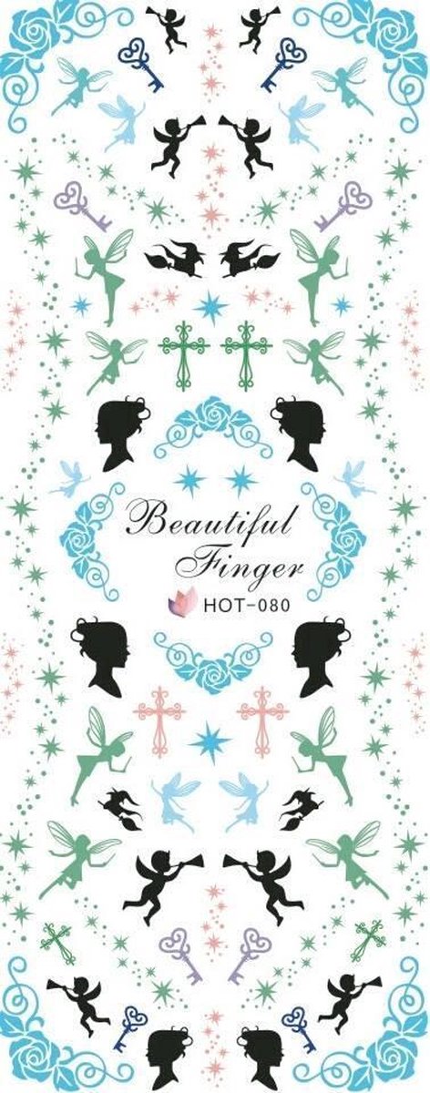Nail art elfjes feeën nagelstickers blauw Cupido nagel stickers