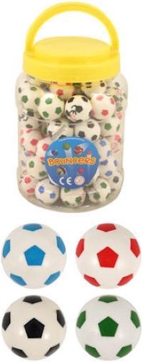 72 stuks voetbal stuiterballen 3.5 cm in pot