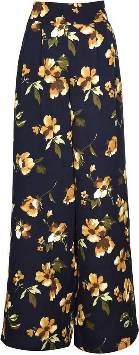Voodoo Vixen Palazzo broek -3XL- Emilia Blauw/Geel