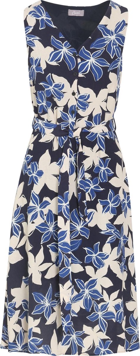 Cassis - Lange jurk in viscose met een bloemenprint - Bic blauw