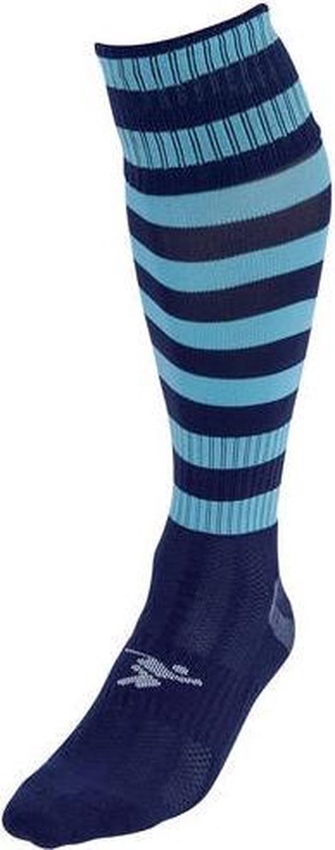 Precision Voetbalsokken Hooped Unisex Nylon Navy/lichtblauw Mt 40-44