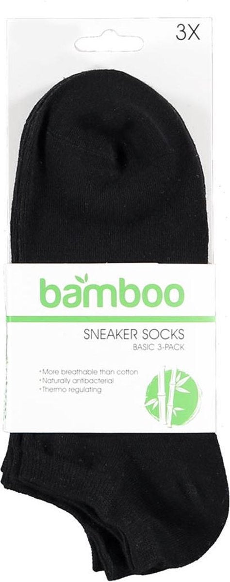 6-Pack Bamboe Sneakersokken Appolo 121473 unisex - zwart - maat 35-38