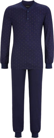 Blauwe heren pyjama met boorden