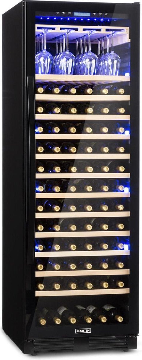Klarstein Vinovilla Onyx Grande royale wijnkoelkast 433 liter/ 165 flessen - twee koolzones - touch controlepaneel met LC display voor temperatuur en licht