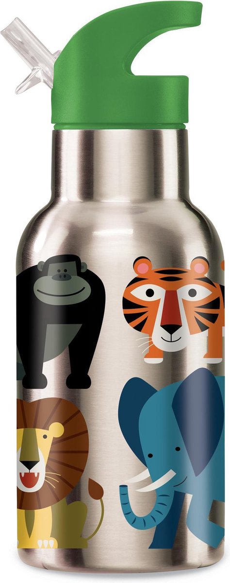 Drinkfles Jungle Dieren - 400 ml Stainless steel | Crocodile Creek
