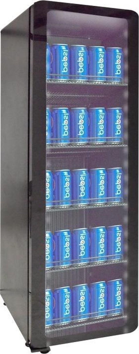 Combisteel Barkoeler 135L zwart |Horeca glasdeur koelkast | Ideaal voor flesjes en blikjes | Horeca Kwaliteit