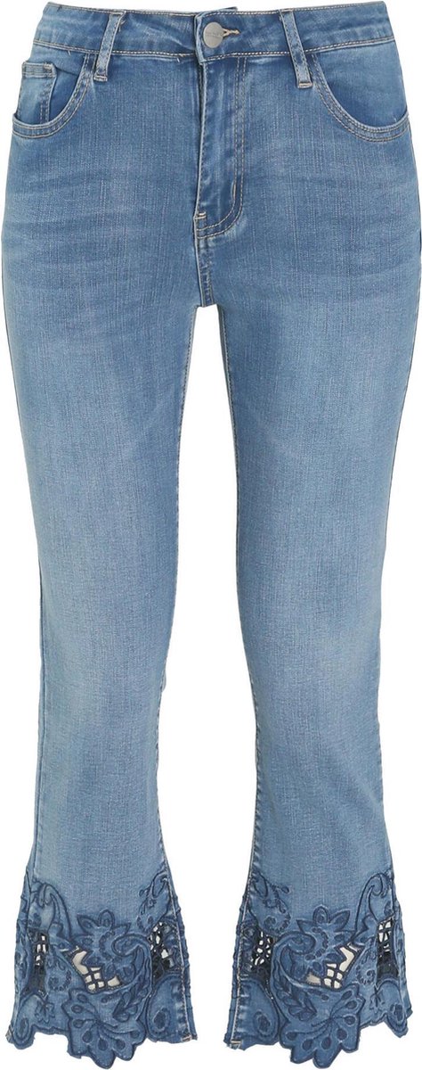 Cassis - Katoenen slim jeans met borduurwerk - Denim