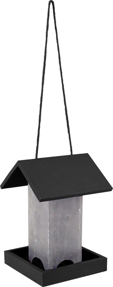 Voedersilo zaden bony hout grijs/zwart 18x18