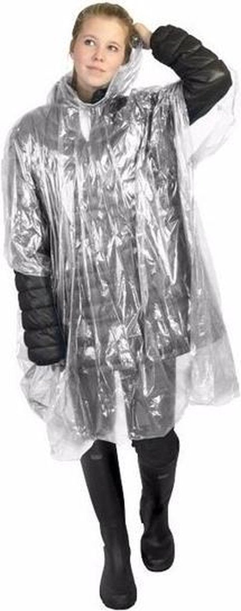 30x Biologisch afbreekbare wegwerp regenponcho transparant