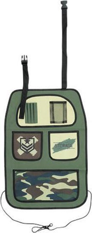 Car Organizer voor Kinderen in de Auto TOBY – Groen / Zwart - Camo / Legerprint - 40 x 58 cm | Auto Opbergtas | Auto Opgeruimd Houden | Spullen bewaren in de Auto voor Kinderen