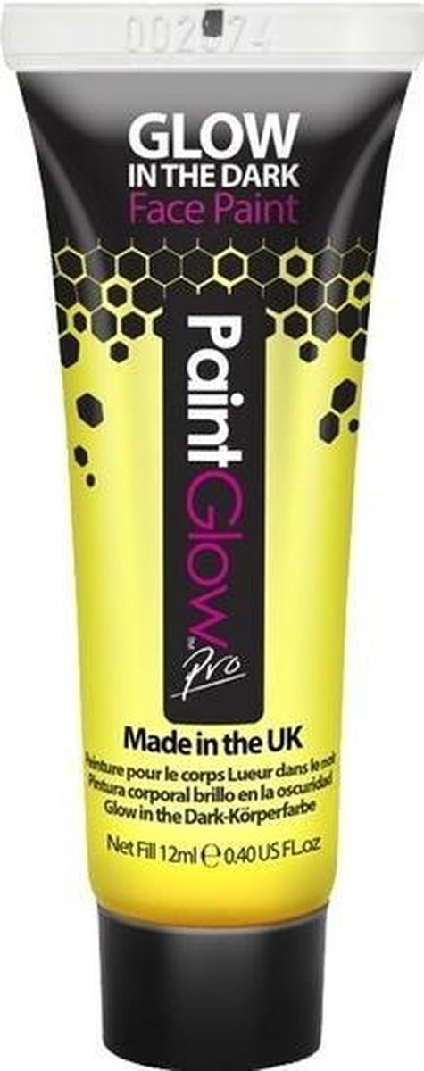 Neon gele Glow in the Dark schmink/make-up tube 12 ml - Lichtgevende schmink/make-up geel thema