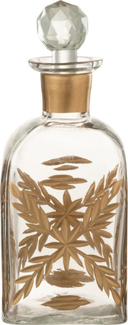 J-Line Karaf Chloe Vierkant Glas Transparant/Goud