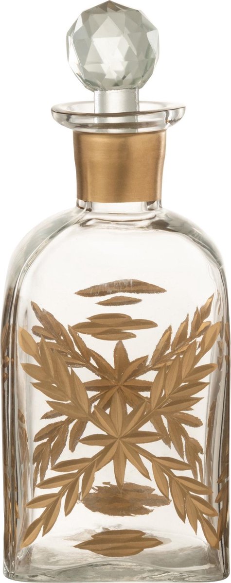 J-Line Karaf Chloe Vierkant Glas Transparant/Goud