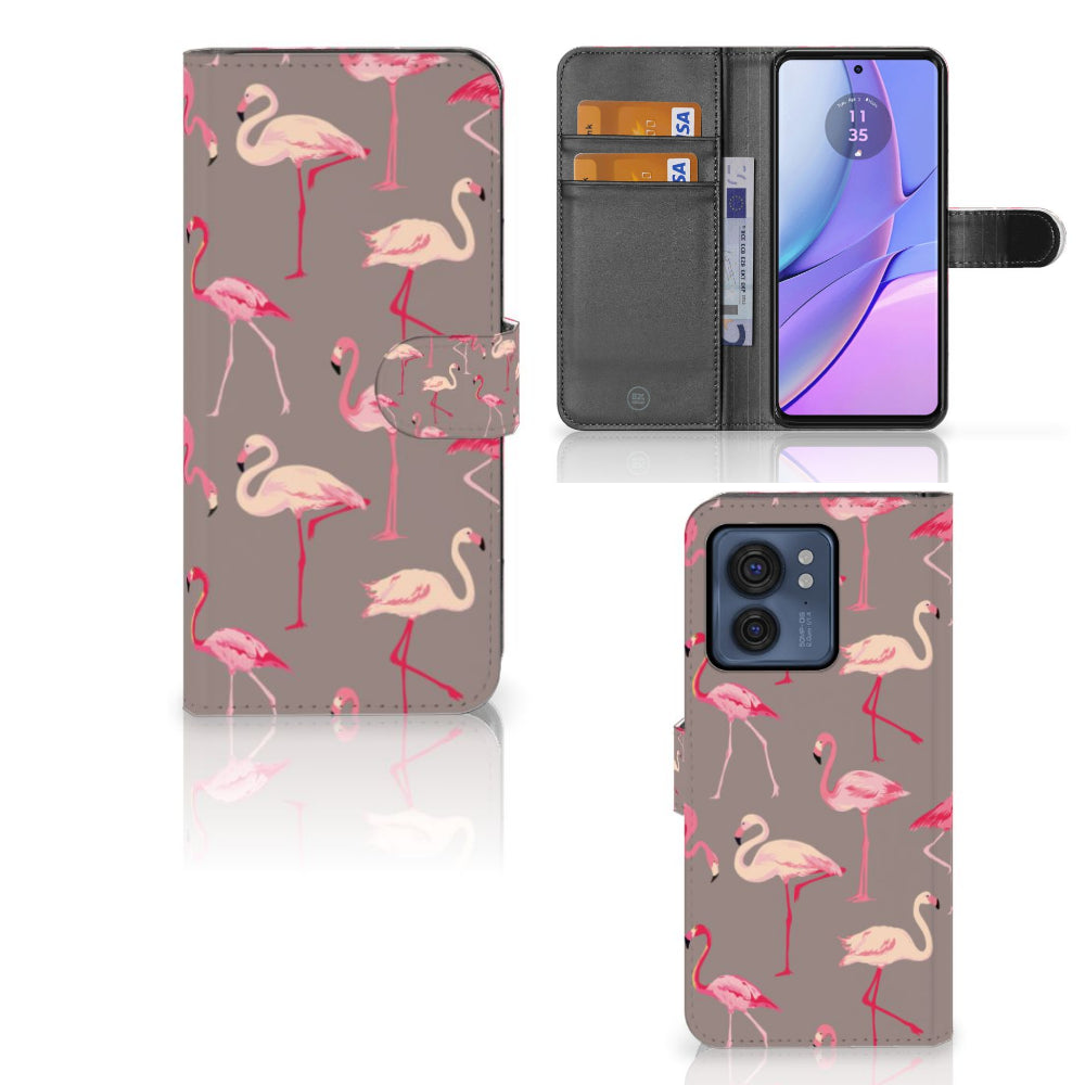 Motorola Edge 40 | Telefoonhoesje | Met pasjeshouder | Flamingo