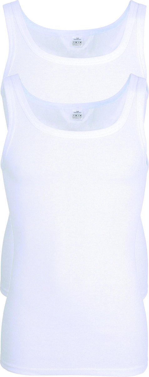 Gotzburg heren singlets regular fit (2-pack) - doppelripp heren onderhemden - wit -  Maat: 3XL