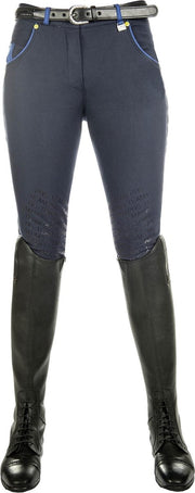 HKM Rijbroek -Flash- silicoon knievlakken donkerblauw 176