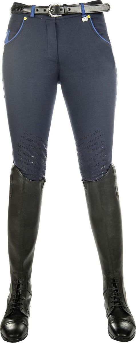 HKM Rijbroek -Flash- silicoon knievlakken donkerblauw 176