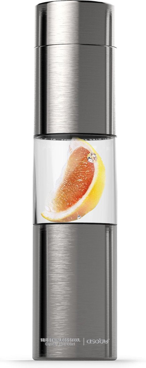 Asobu Flavour U see - Waterfles - Fruitfilter  - 460 ml - Zilverkleurig