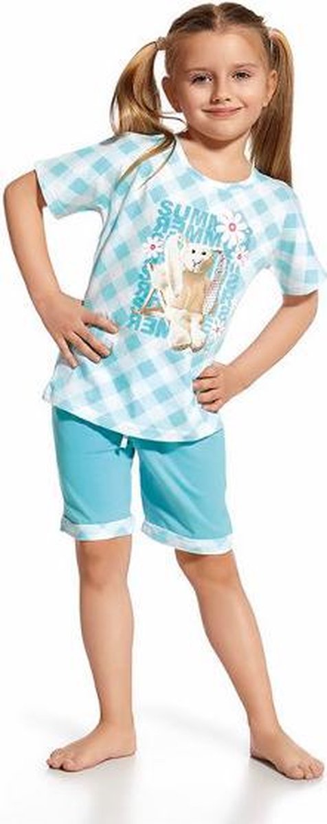 Kinderpyjama Rabbit blauw met korte broek - 110/116
