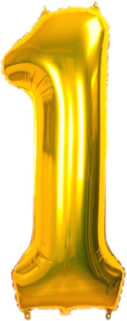 Folie Ballon Cijfer 1 Jaar Goud 86Cm Verjaardag Ballon Met Rietje