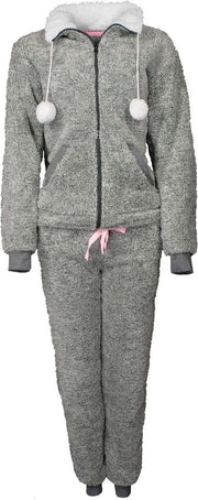 Tenderness dames luxe huispak deelbare rits in grijs melange TEHSD2801B Maten: XXL