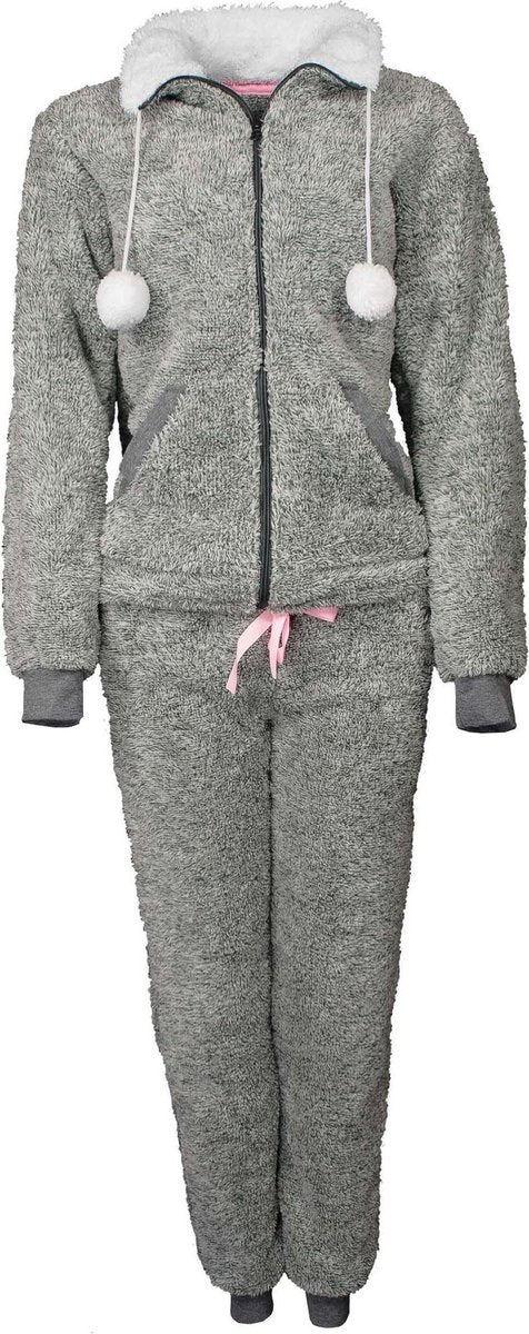 Tenderness dames luxe huispak deelbare rits in grijs melange TEHSD2801B Maten: XXL