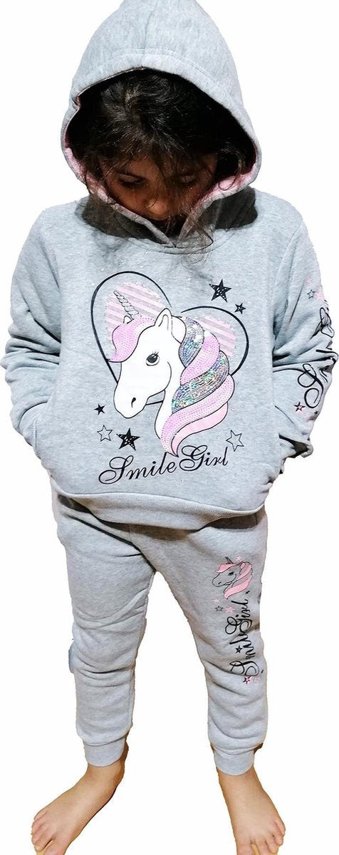 MEISJES unicorn pakje | voor thuis en buiten | GRIJS | maat 10-11 JAAR K77