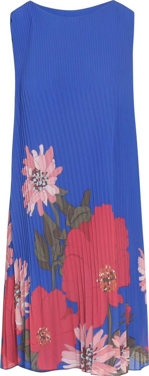 Cassis - Plisséjurk met bloemenprint - Bic blauw