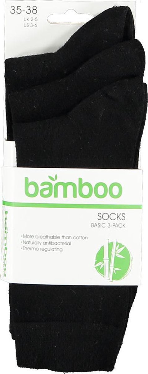 Bamboe sokken dames 3 paar - Zwart - Bamboe Sokken Dames - Maat 35/38