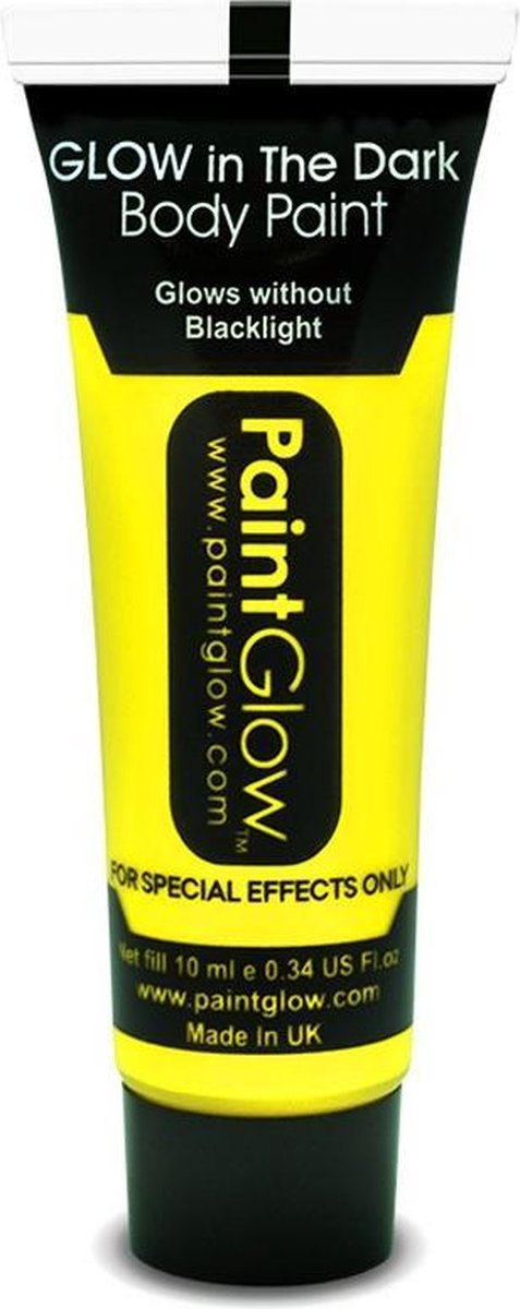 Glow in the Dark Face & Body paint Geel 10 ml