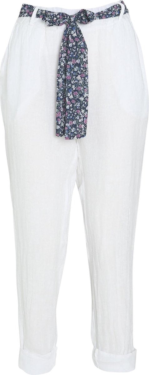Cassis - Linnen broek met riempje - Wit
