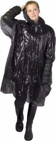 6x stuks wegwerp regenponcho zwart voor volwassenen